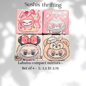 Character Compact Mirrors Set - Pink and Cream
